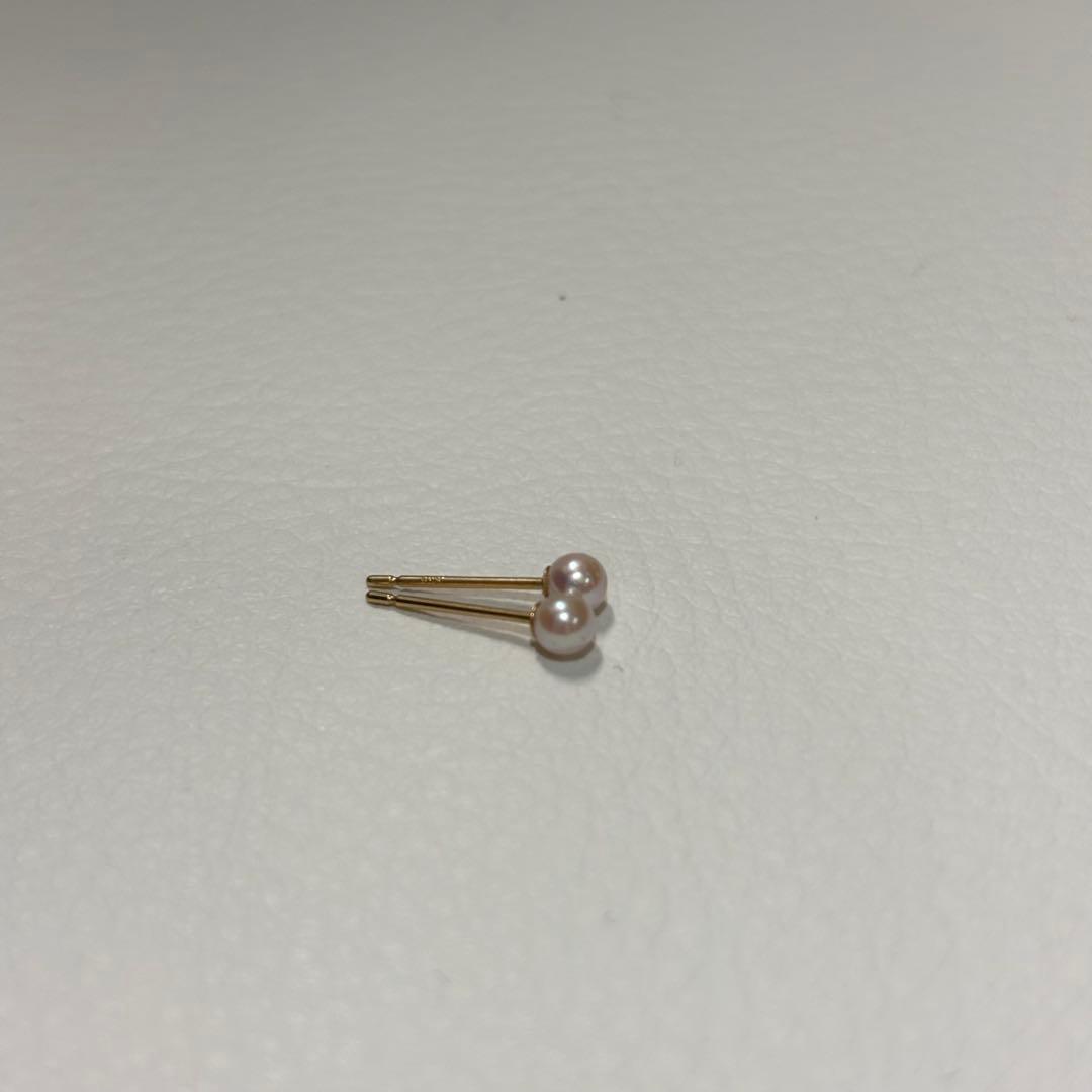499 パールピアス　あこや真珠　3.2+3.3mm K18YG
