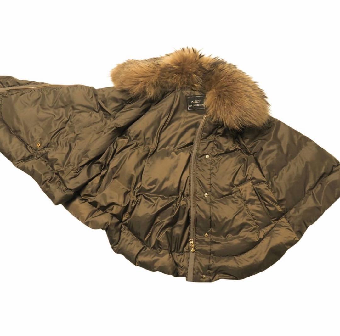 GRACECONTINENTAL ダウン ポンチョ　ラクーンファー　サイズ36