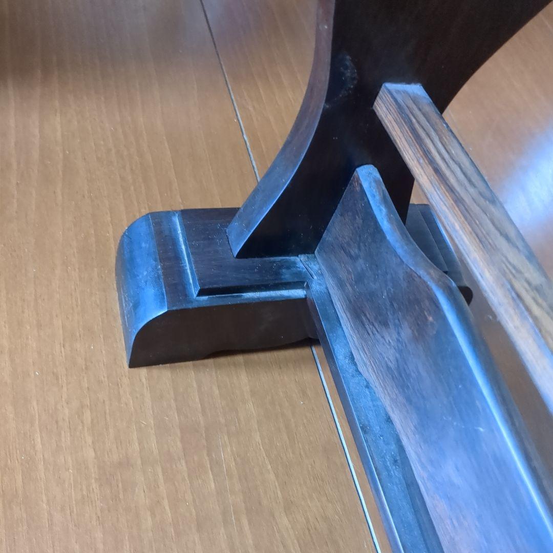 刀掛 家紋 唐木 黒檀 紫檀 木製 金 漆 日本刀 太刀 武道具 模造刀