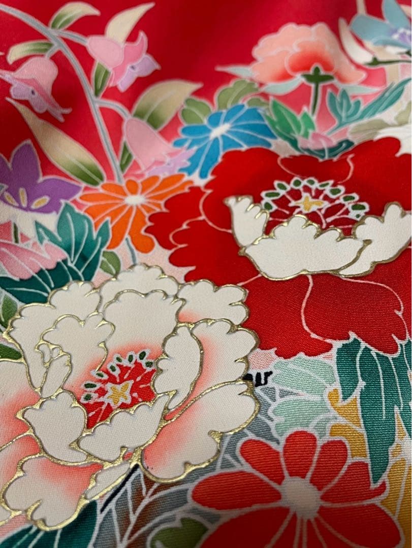 産着　お宮参り　長襦袢付き　正絹　ぼかし　女の子　半襟付き　金彩　辻ヶ花　未使用