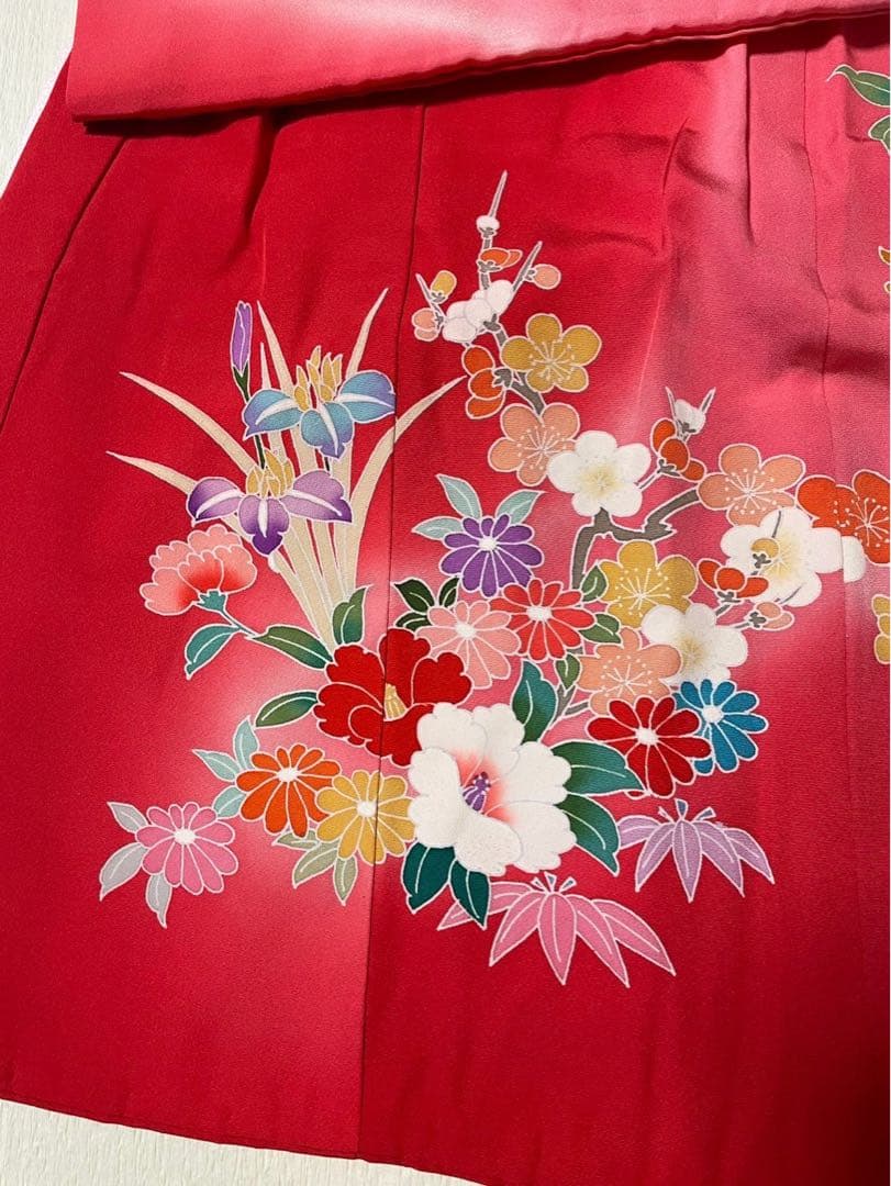 産着　お宮参り　長襦袢付き　正絹　ぼかし　女の子　半襟付き　金彩　辻ヶ花　未使用