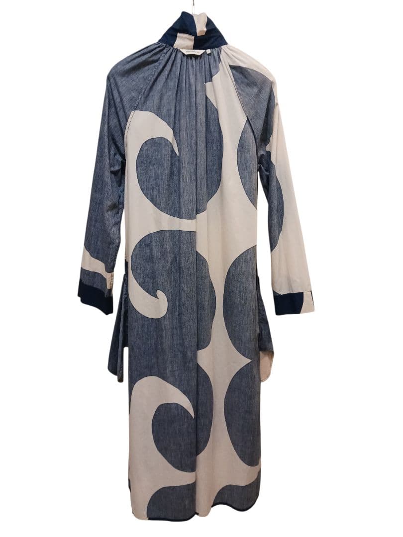 シャツワンピース　ドレス　青　紺　Jokeri柄　marimekko