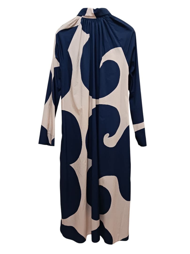 シャツワンピース　ドレス　青　紺　Jokeri柄　marimekko