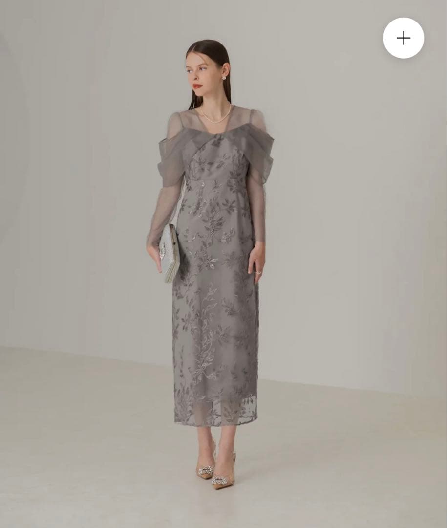 LEJA チュールロングスリーブリーフIラインワンピースドレス