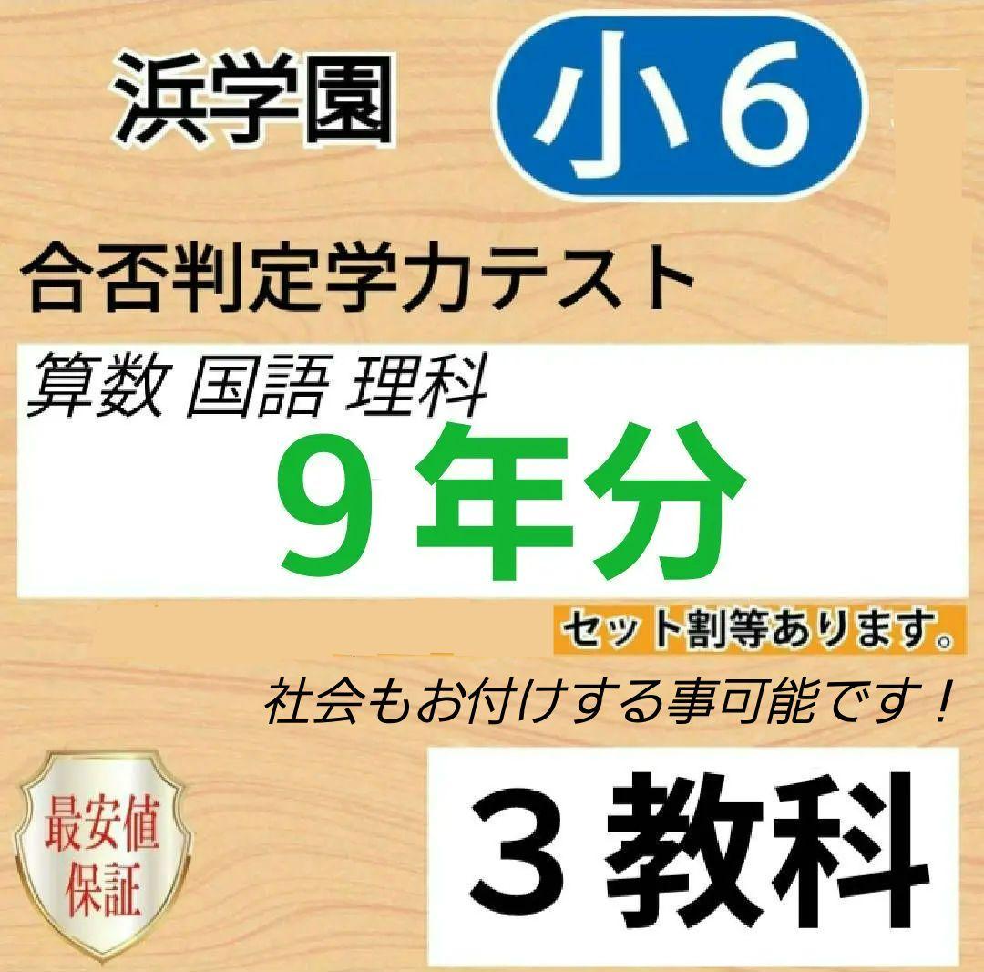 浜学園　小６　合否判定学力テスト　３教科　９年分