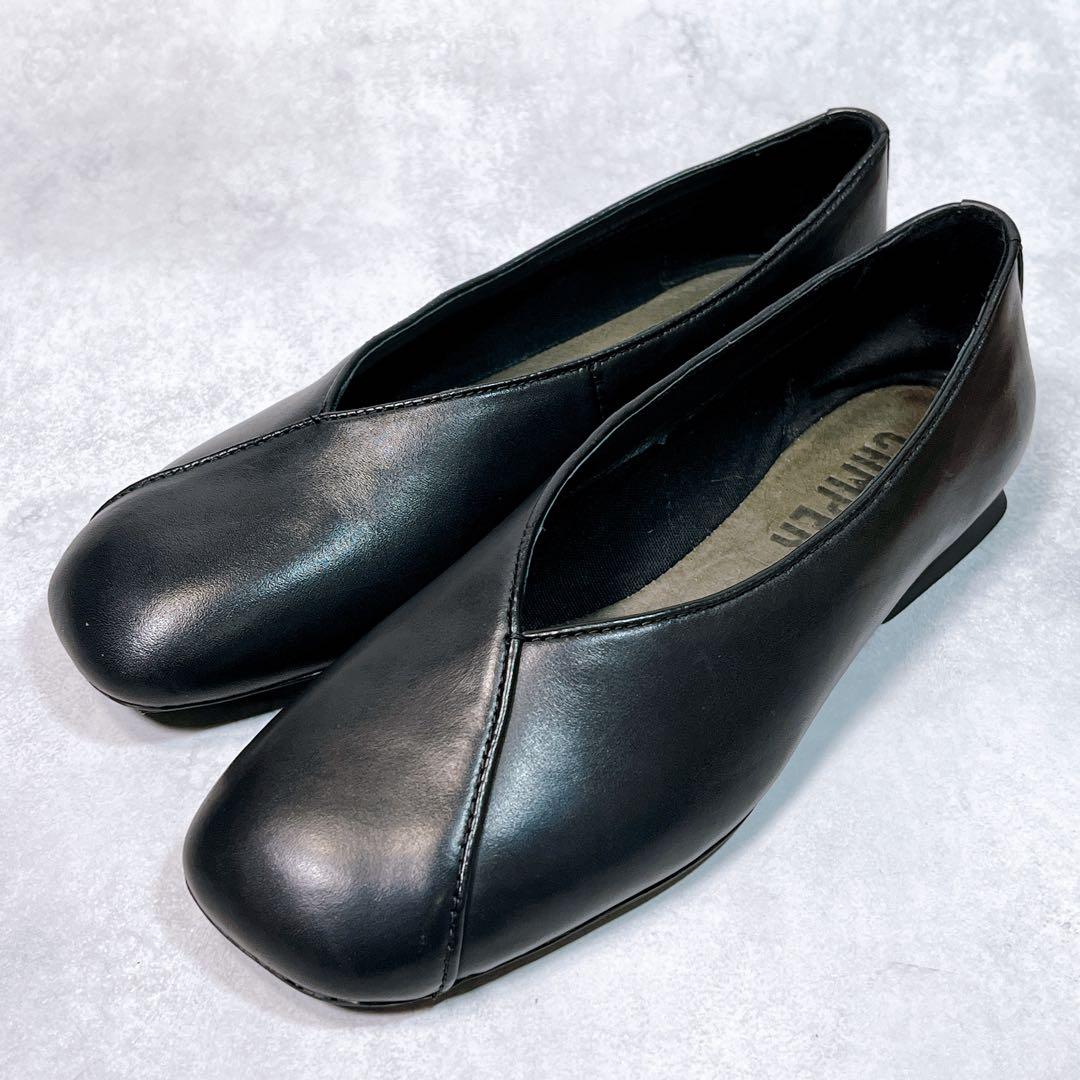 ☆未使用級☆【カンペール 】カシマイラ (36) フラットシューズ　Vカット　黒