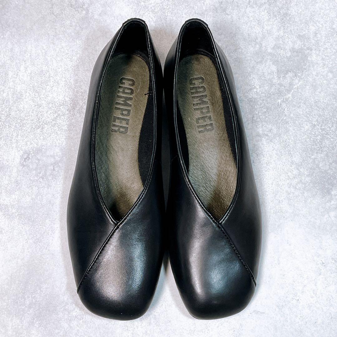 ☆未使用級☆【カンペール 】カシマイラ (36) フラットシューズ　Vカット　黒