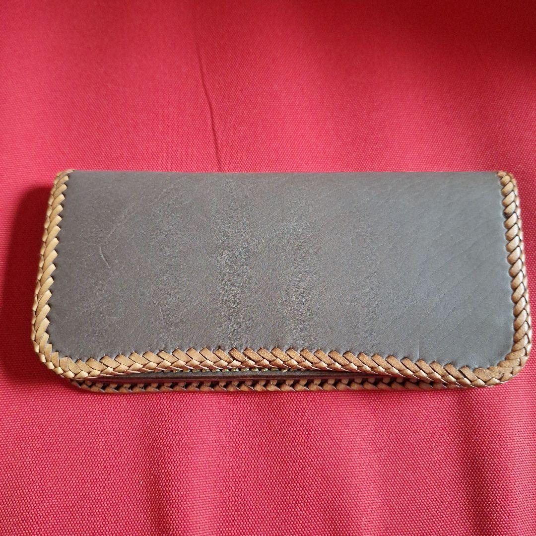 SAAD レザー編み込み長財布 グレー新品未使用　ノベルティ付き