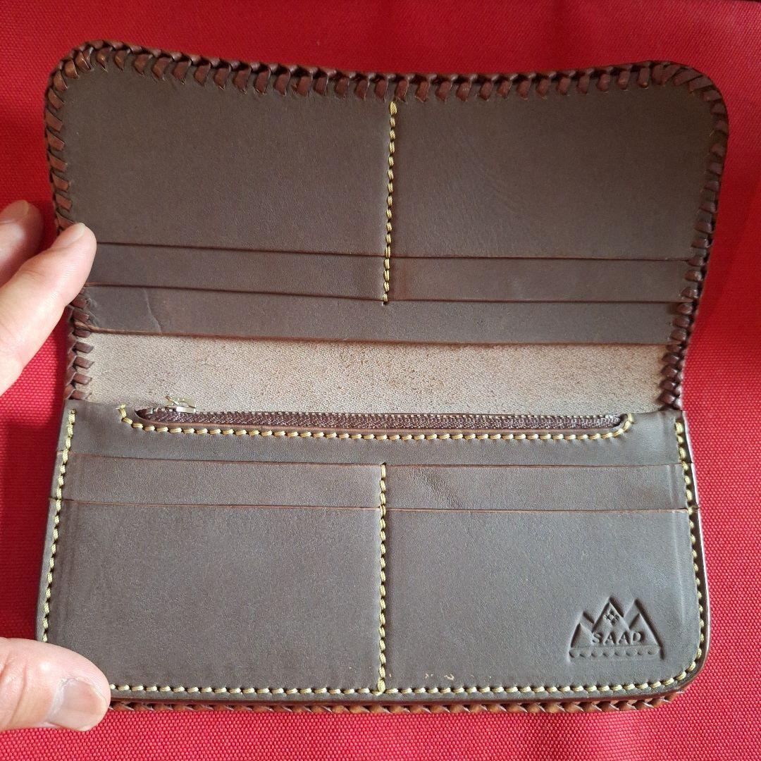 SAAD レザー編み込み長財布 グレー新品未使用　ノベルティ付き