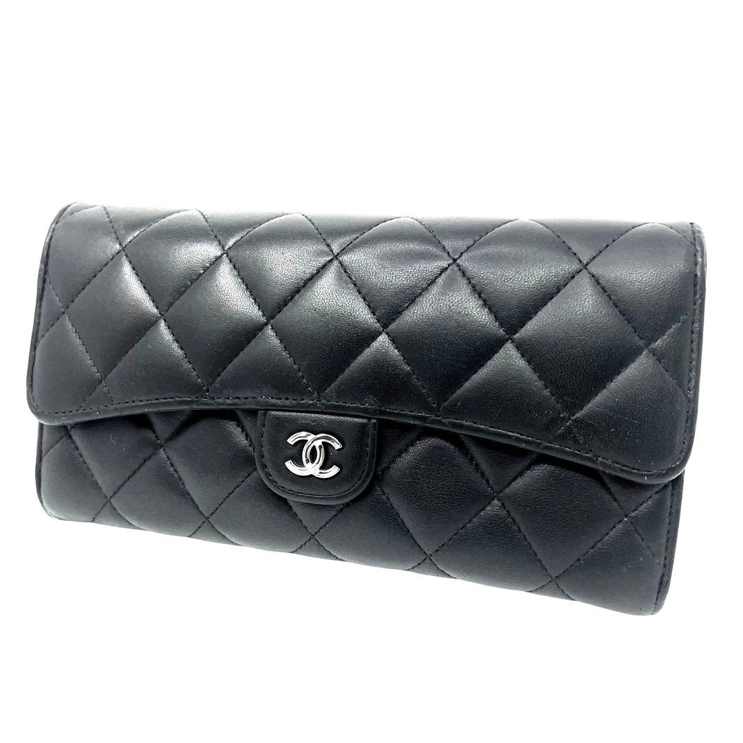 CHANEL シャネル ラムスキン マトラッセ ロングフラップウォレット 長財布