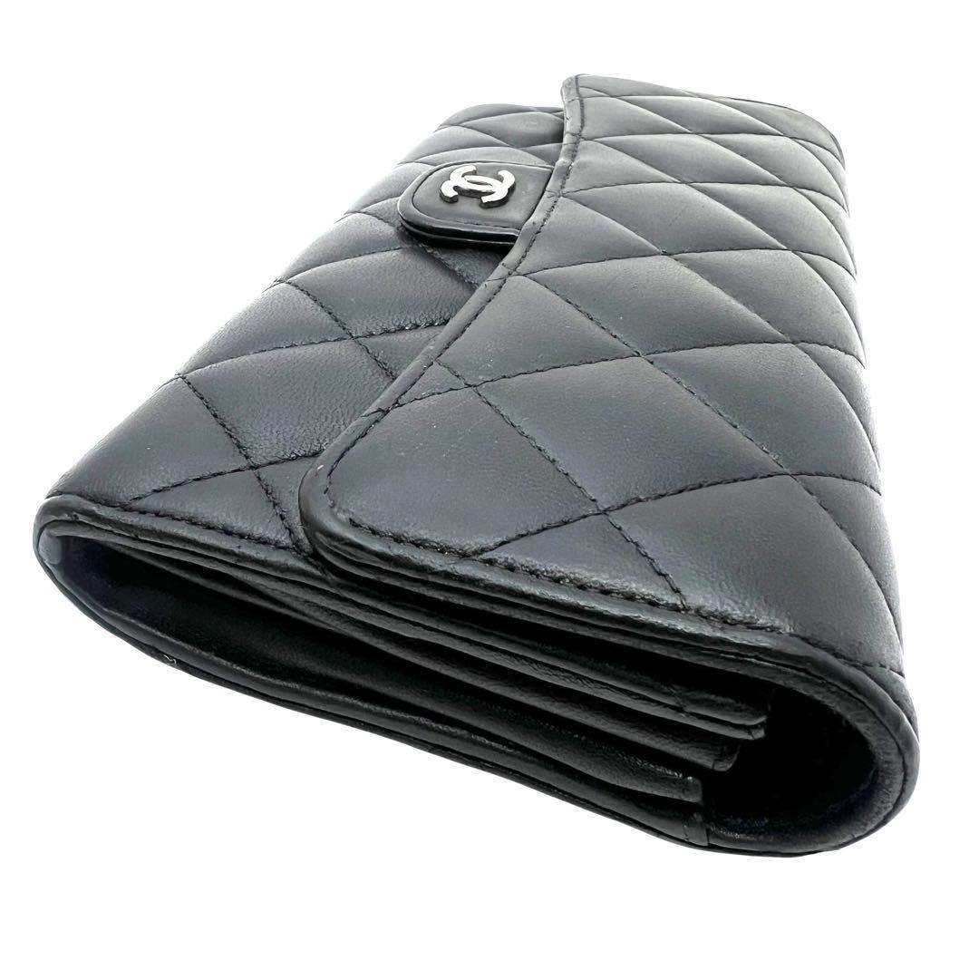 CHANEL シャネル ラムスキン マトラッセ ロングフラップウォレット 長財布