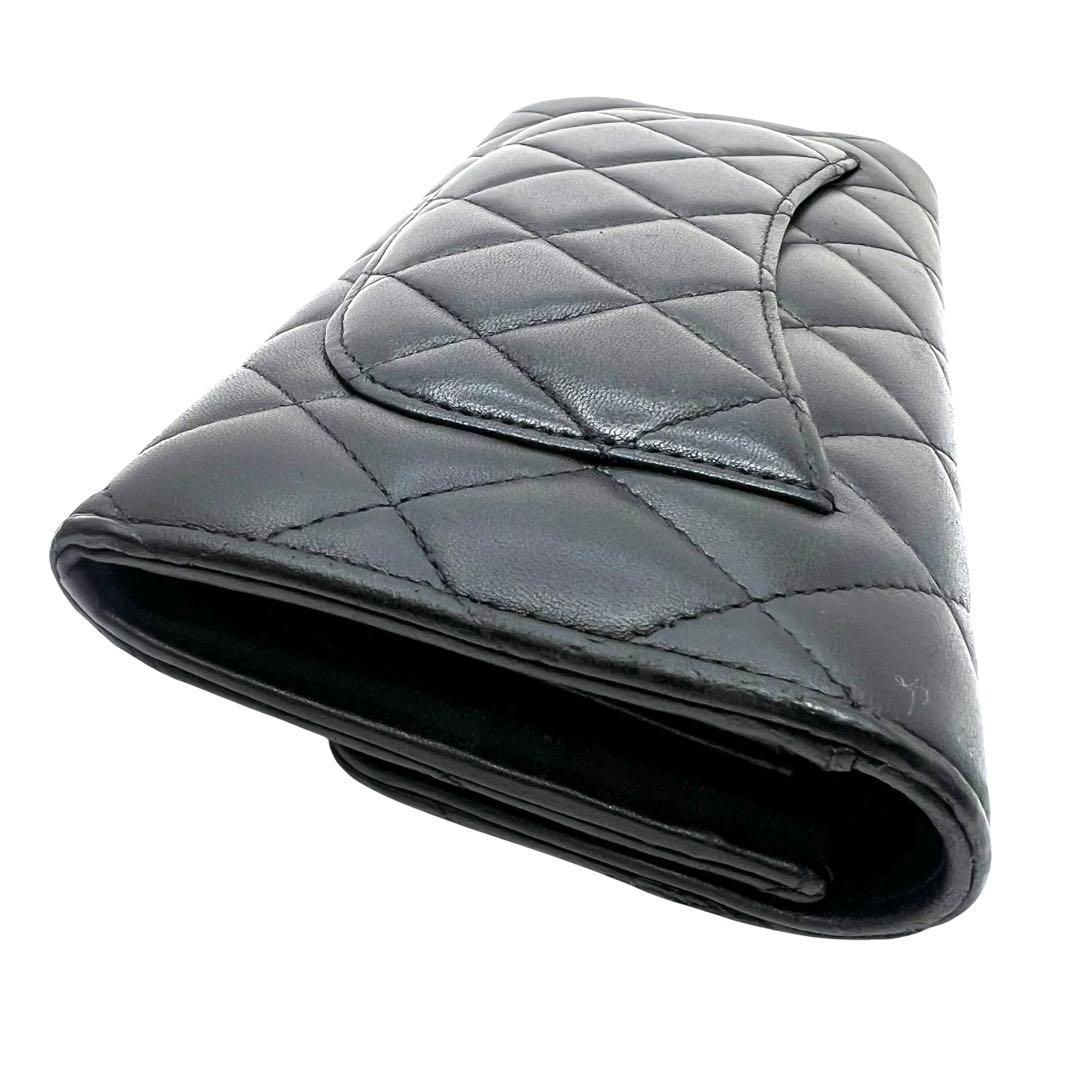 CHANEL シャネル ラムスキン マトラッセ ロングフラップウォレット 長財布