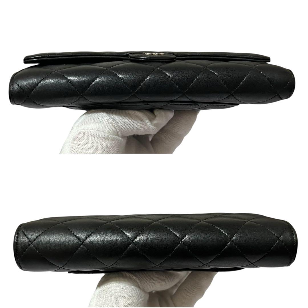 CHANEL シャネル ラムスキン マトラッセ ロングフラップウォレット 長財布