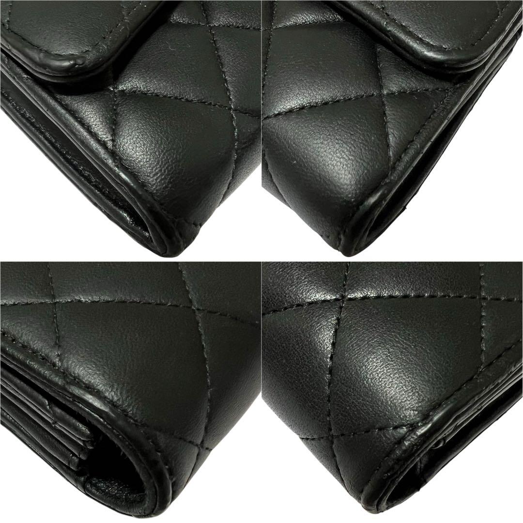 CHANEL シャネル ラムスキン マトラッセ ロングフラップウォレット 長財布