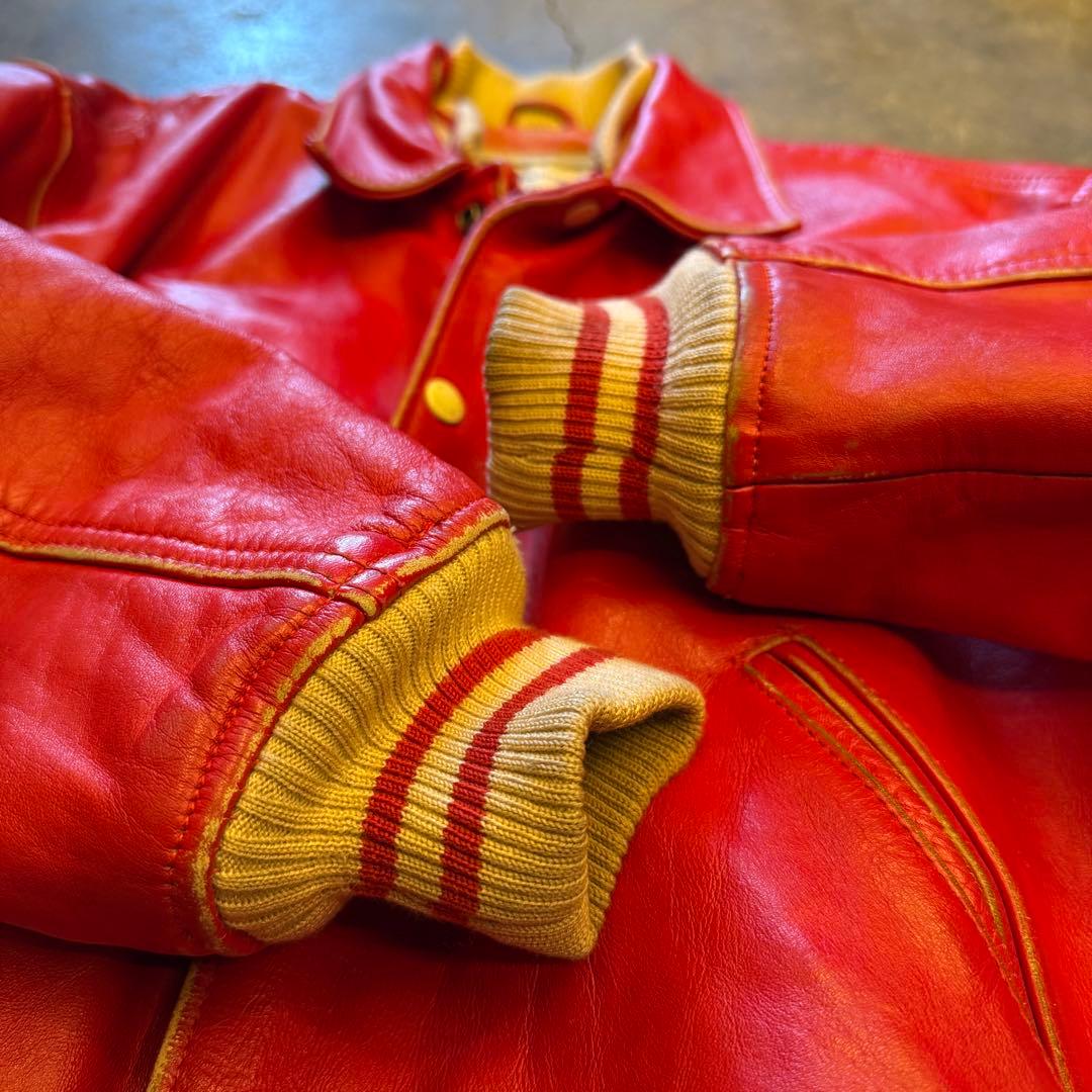 AVIREX オールレザー スタジャン レッド XS