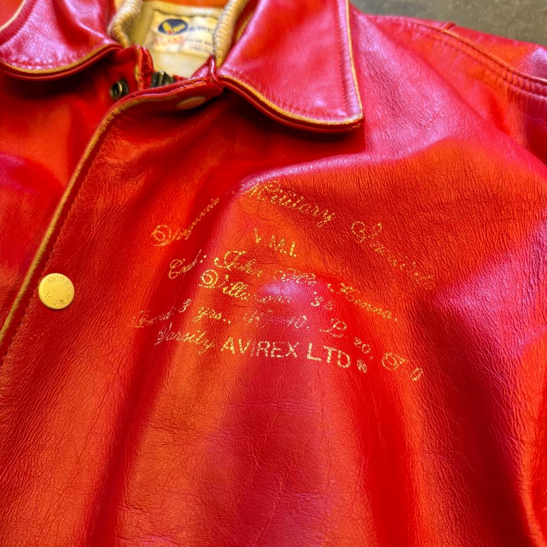 AVIREX オールレザー スタジャン レッド XS