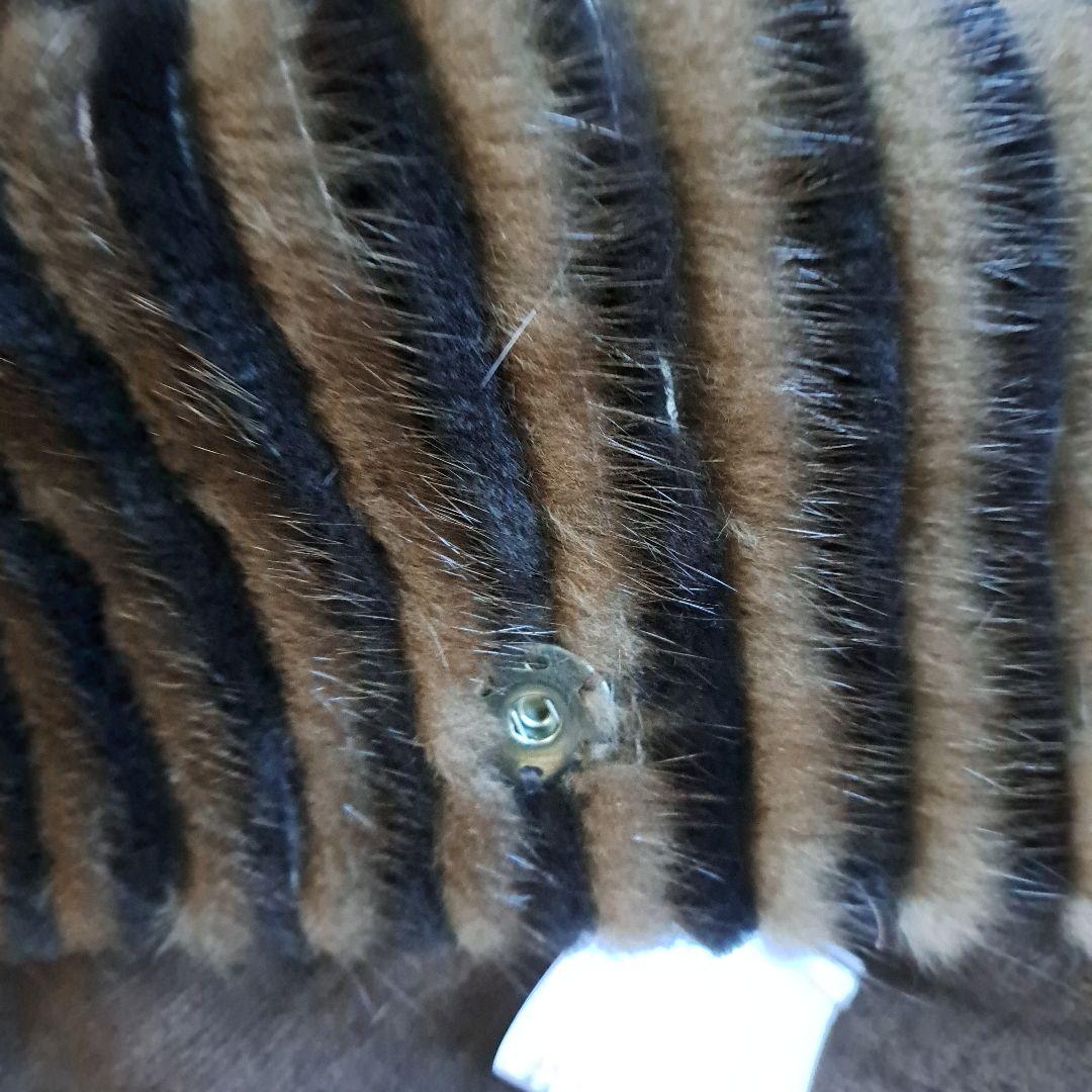 リアルミンクファー/MINKハーフコート編みタイプMサイズ 焦げ茶色