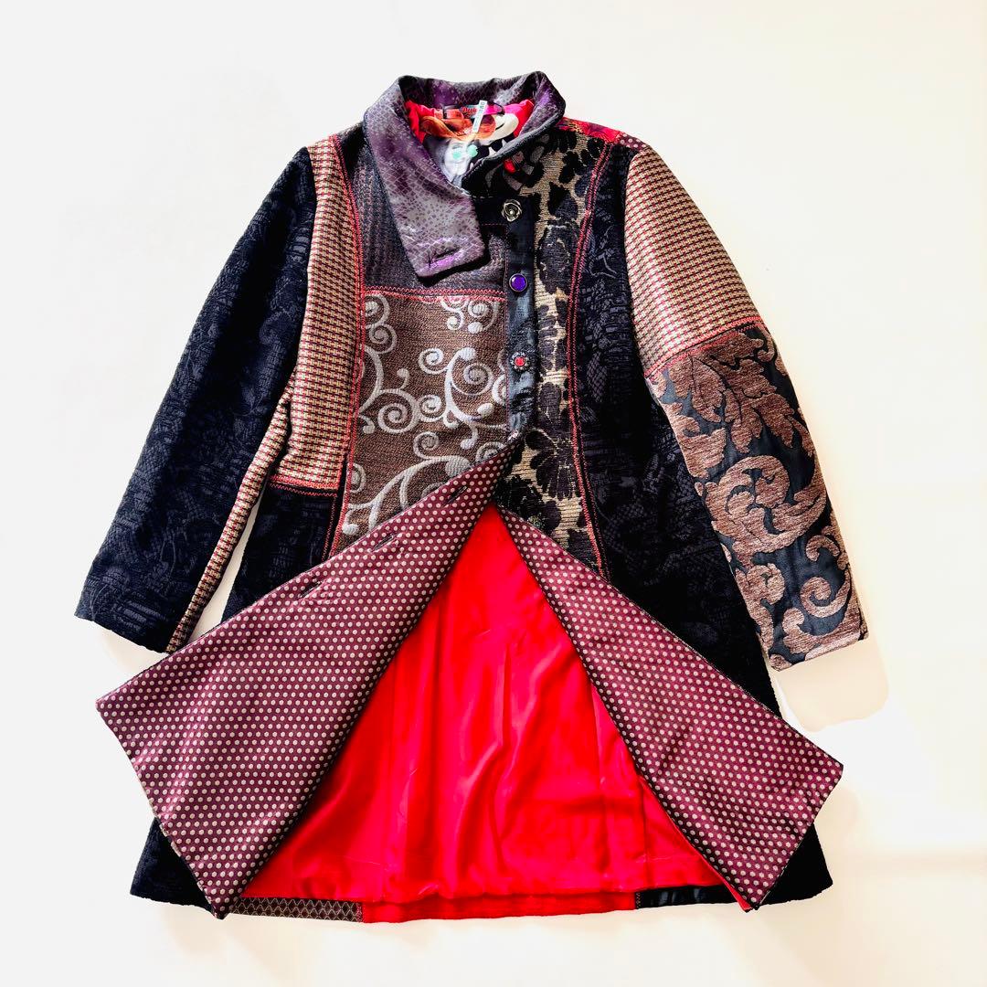 デシグアル Desigual 総柄 パッチワーク ジャガード コート