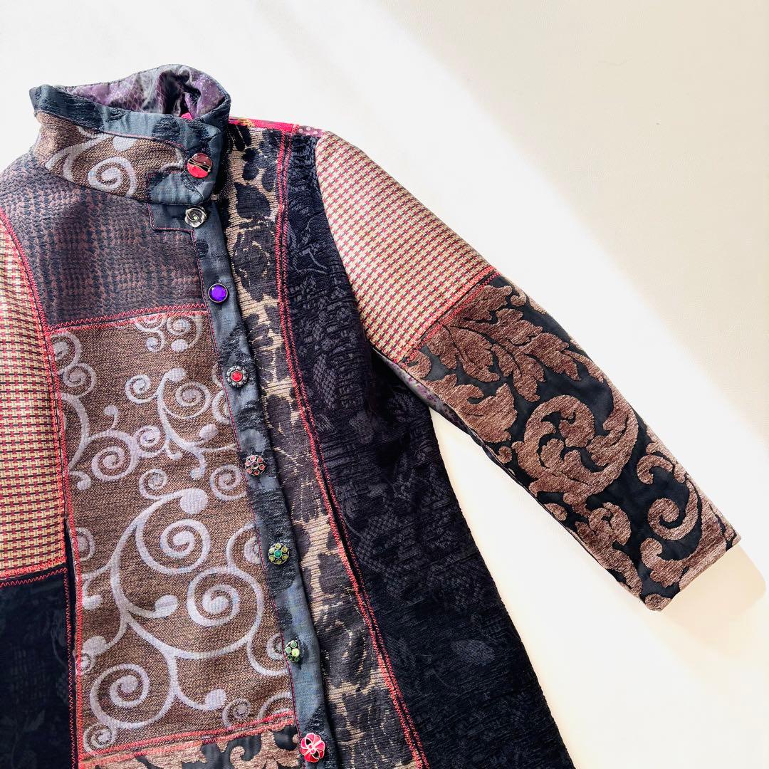 デシグアル Desigual 総柄 パッチワーク ジャガード コート