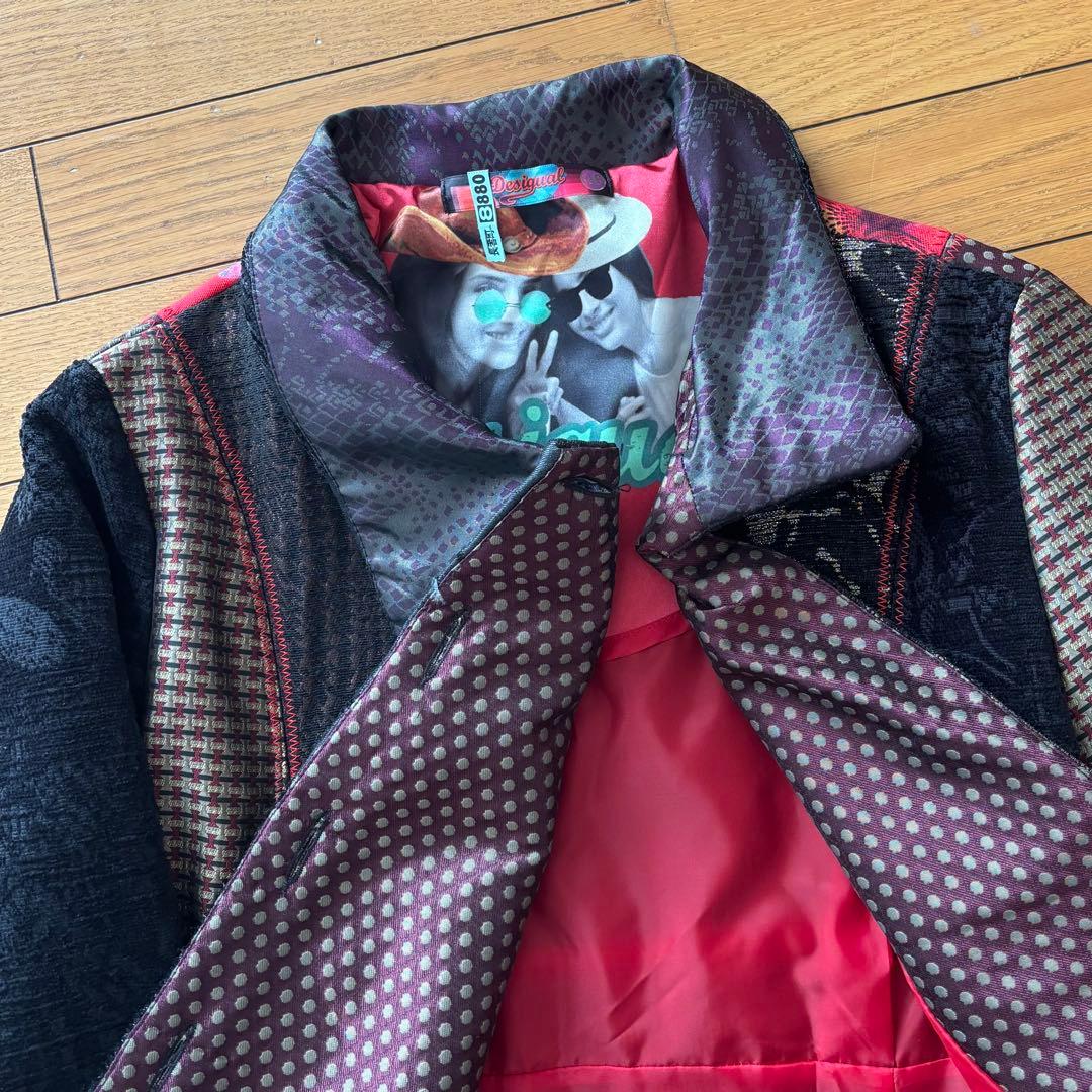 デシグアル Desigual 総柄 パッチワーク ジャガード コート