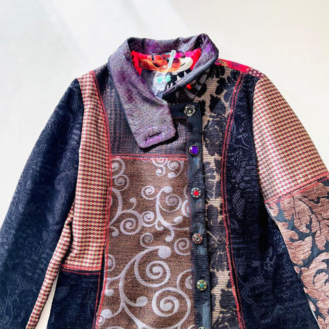 デシグアル Desigual 総柄 パッチワーク ジャガード コート