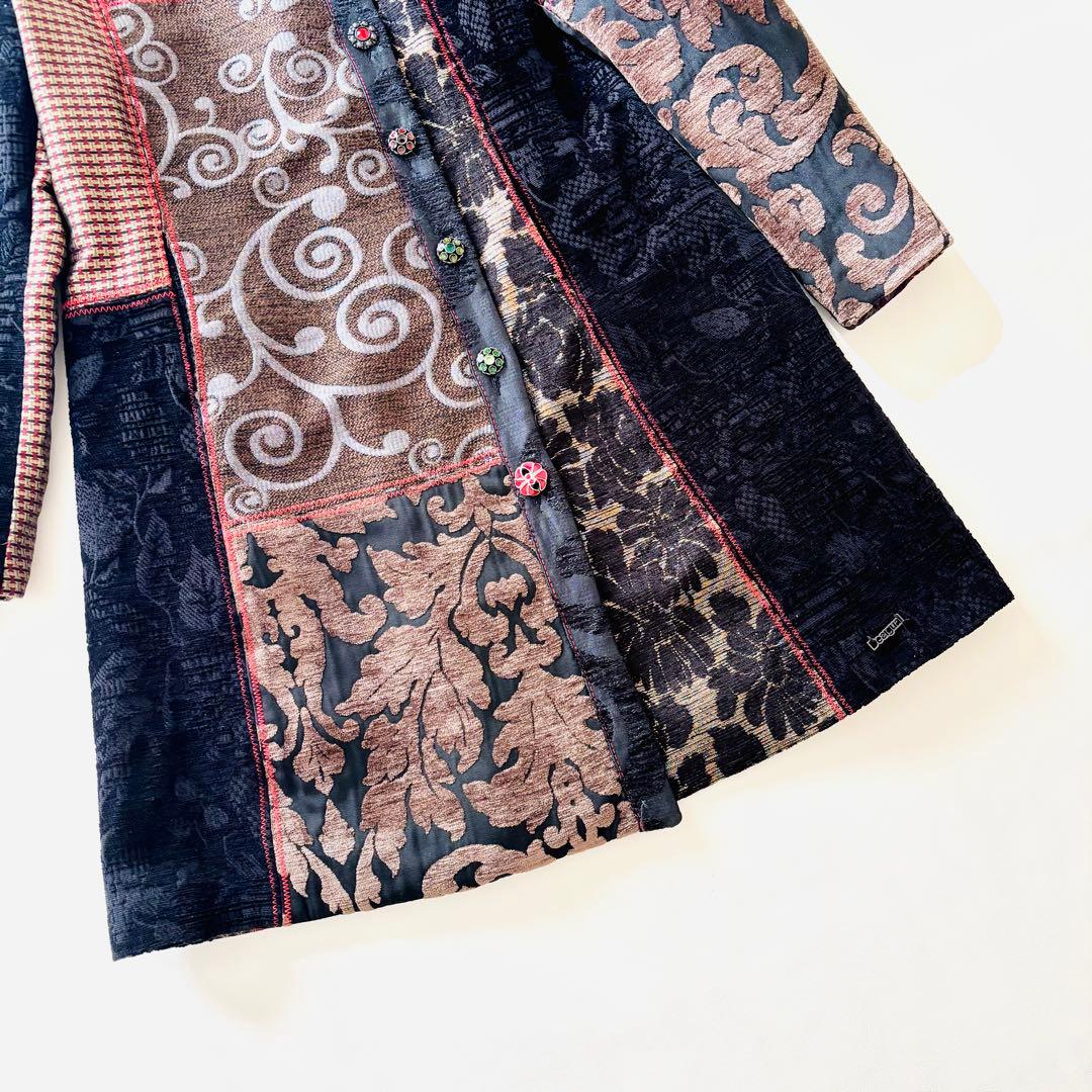デシグアル Desigual 総柄 パッチワーク ジャガード コート