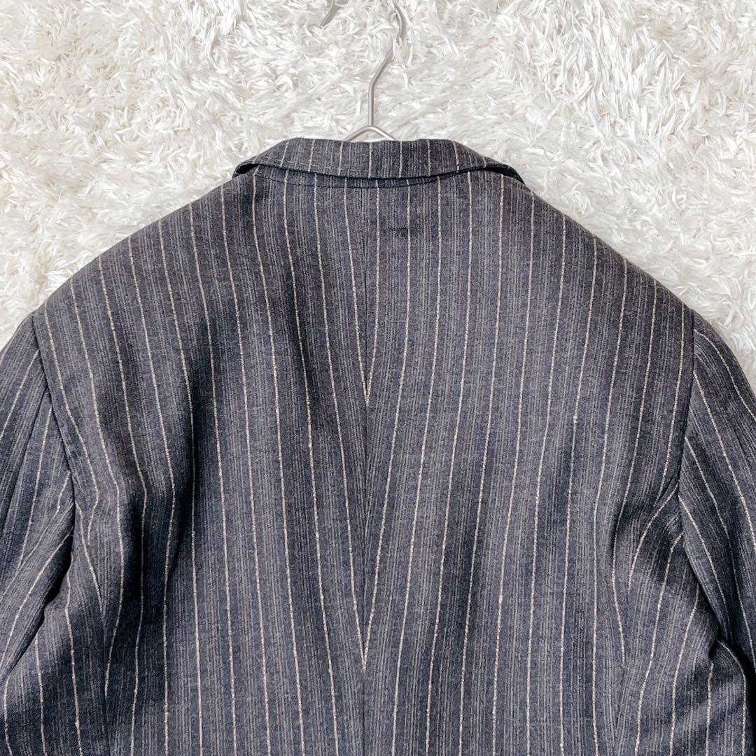 マックスマーラ Ｌ相当【白タグ】　ヴァージンウールジャケット　グレー　ストライプ
