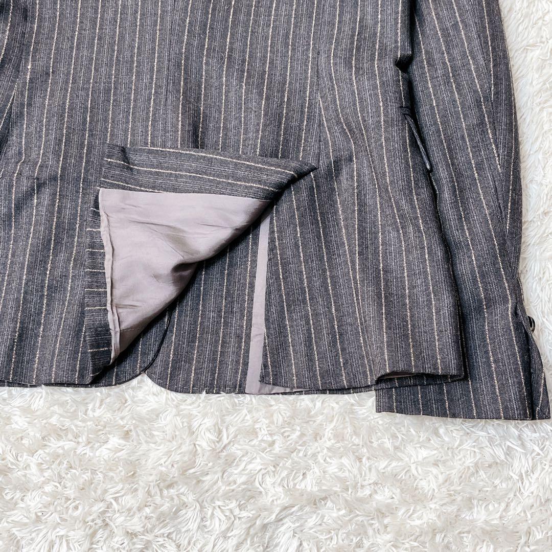 マックスマーラ Ｌ相当【白タグ】　ヴァージンウールジャケット　グレー　ストライプ