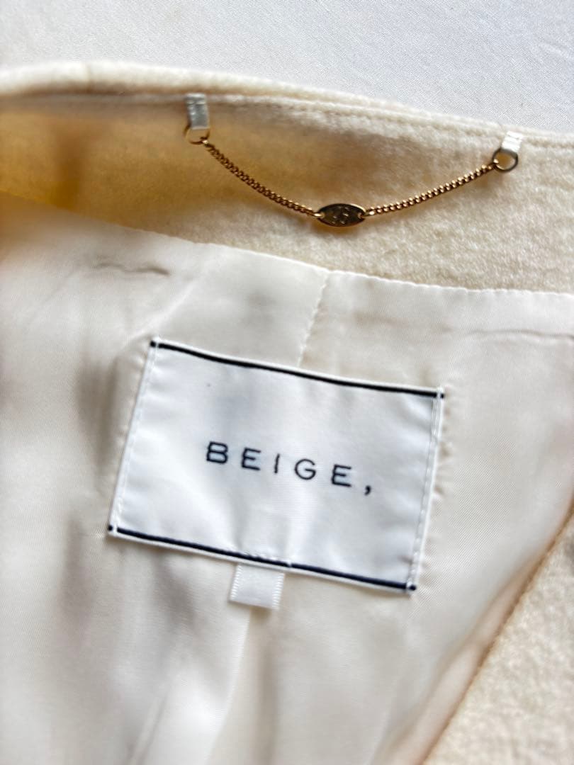 【未使用】BEIGE, ベイジ ノーカラー ジャケット オフホワイト 4