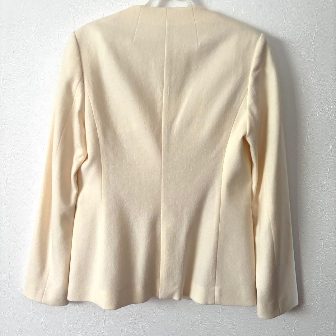 【未使用】BEIGE, ベイジ ノーカラー ジャケット オフホワイト 4