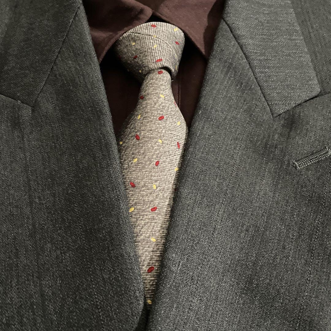 日本製ダブルスーツ× BVLGARI ドット柄シルクタイ クラシックセットアップ