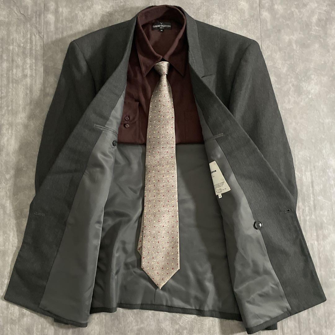 日本製ダブルスーツ× BVLGARI ドット柄シルクタイ クラシックセットアップ