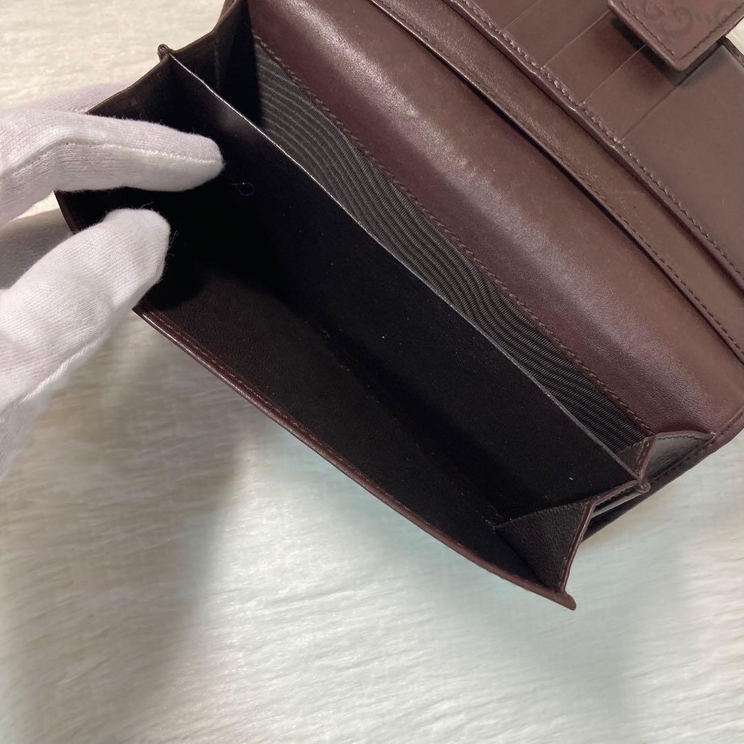 本日限定　GUCCI グッチ　長財布　二つ折り　シマレザー　茶色　ゴールド金具