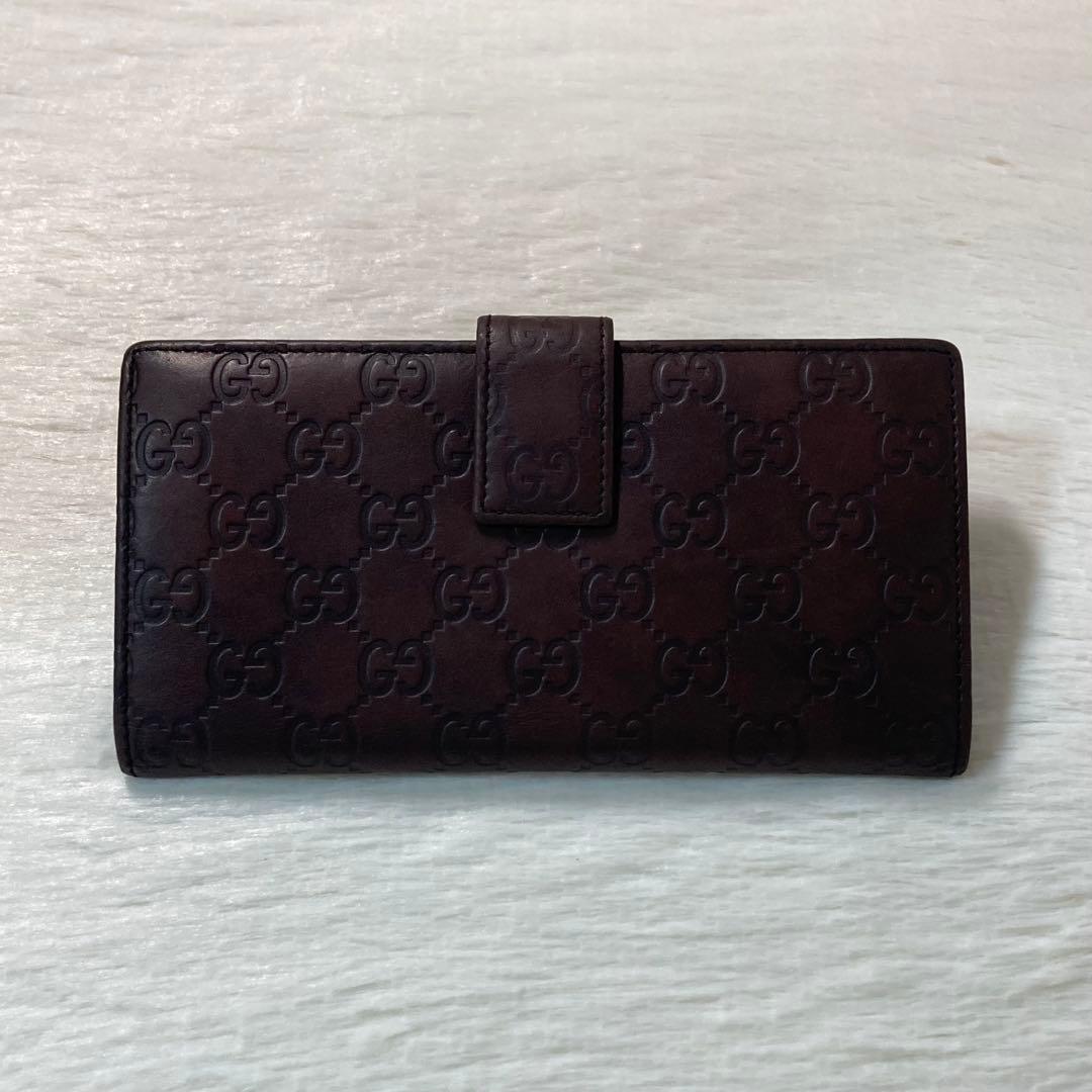 本日限定　GUCCI グッチ　長財布　二つ折り　シマレザー　茶色　ゴールド金具