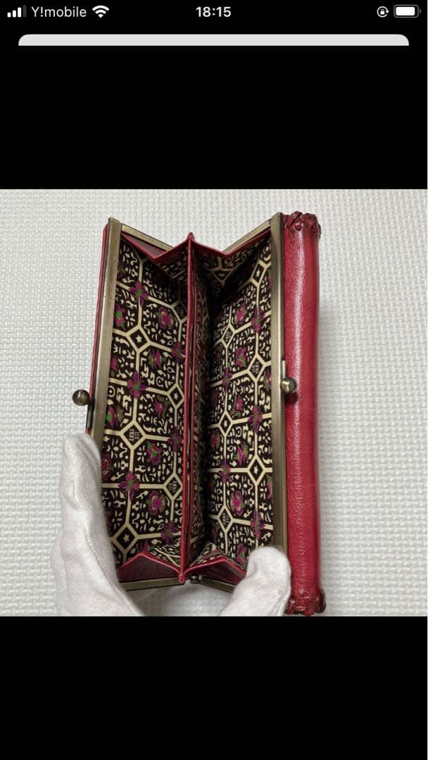 未使用ANNA SUI レザーがま口長財布　バタフライ　エンボス　ローズ　箱付き