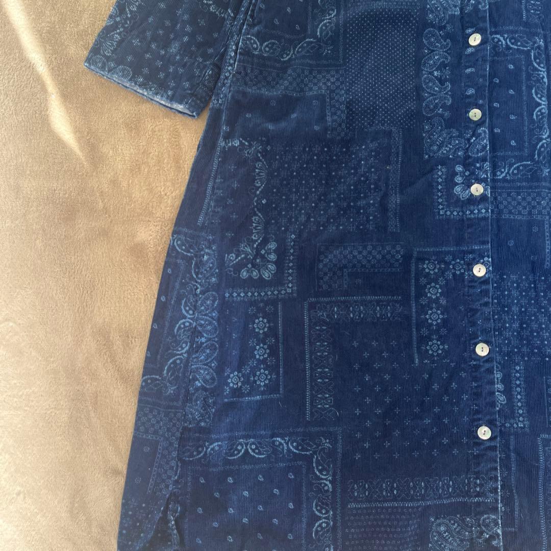 BlueTrick 岡山デニム ペイズリー柄シャツワンピース インディゴ
