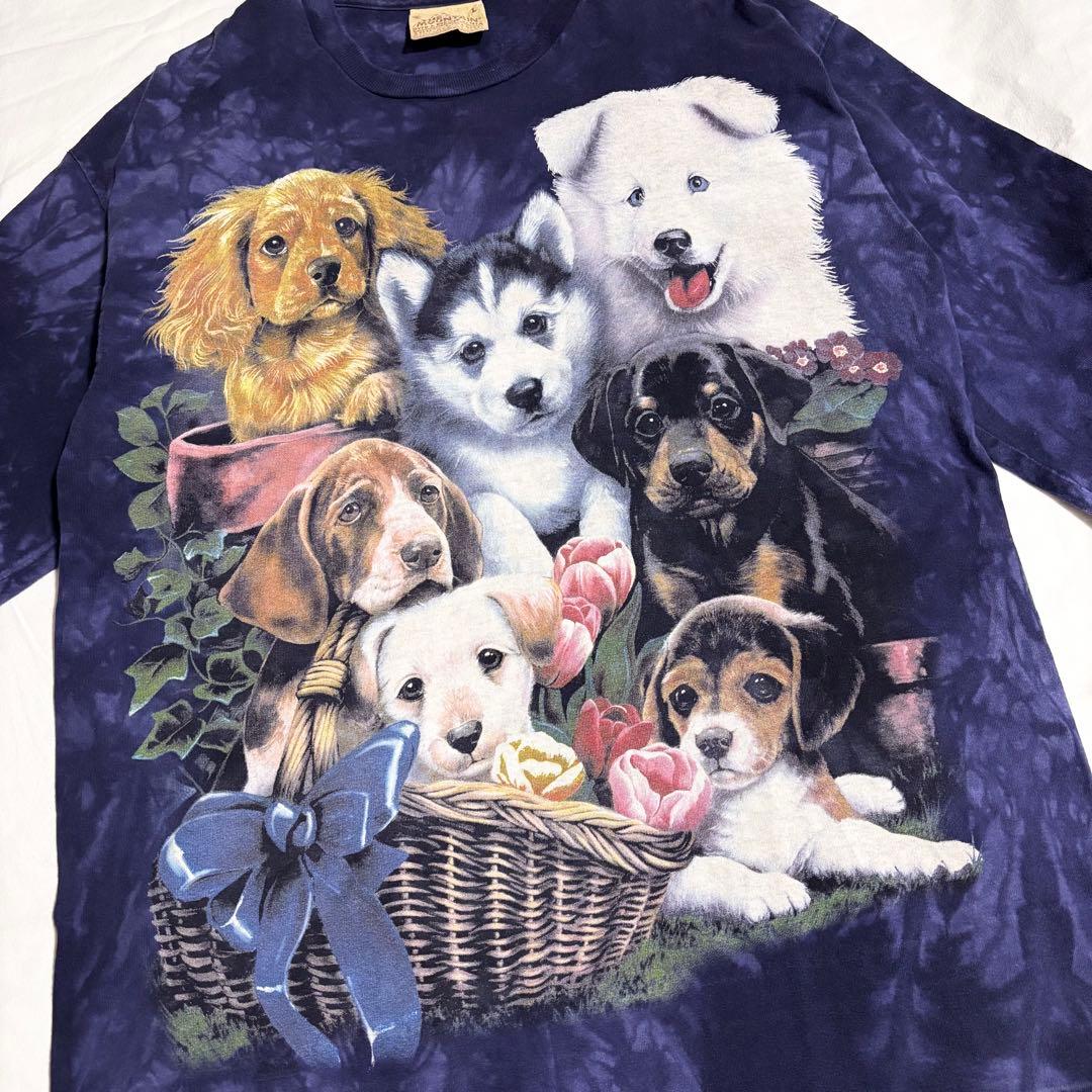 aiko 着 USA製 THE MOUNTAIN 犬プリント タイダイ Tシャツ