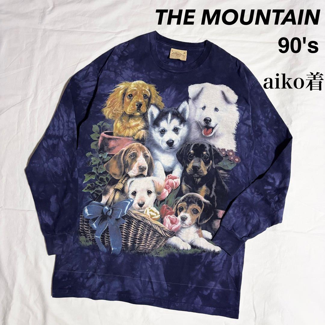 aiko 着 USA製 THE MOUNTAIN 犬プリント タイダイ Tシャツ