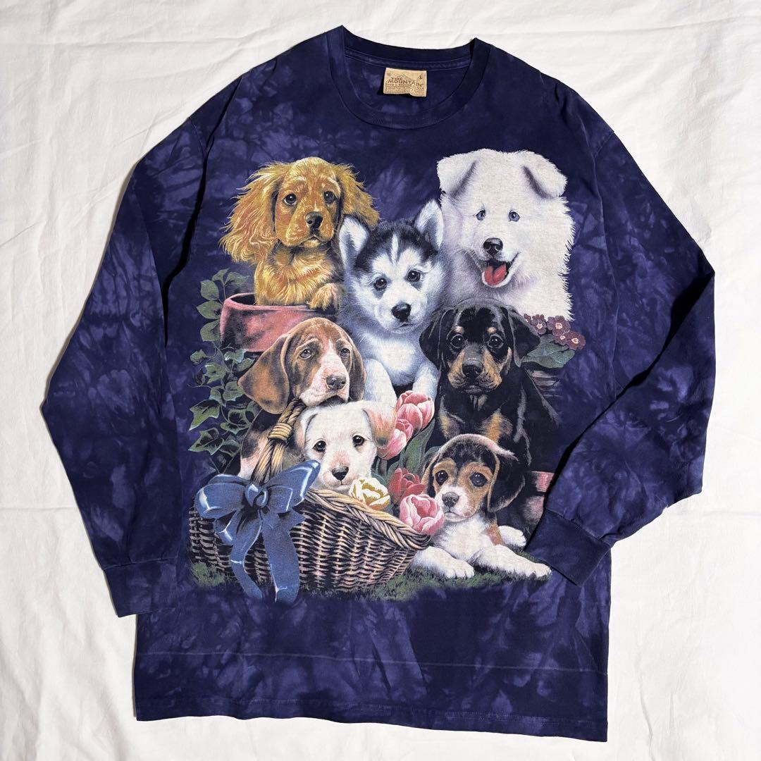 aiko 着 USA製 THE MOUNTAIN 犬プリント タイダイ Tシャツ