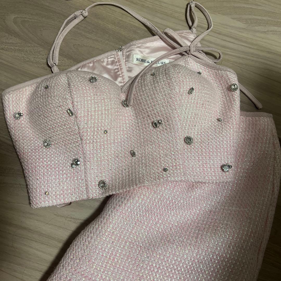 ローブドフルール キャバドレス ピンク ビジュー ミニドレス S