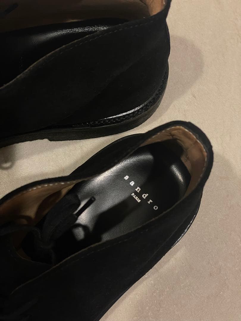 sandro paris 黒 レースアップシューズ