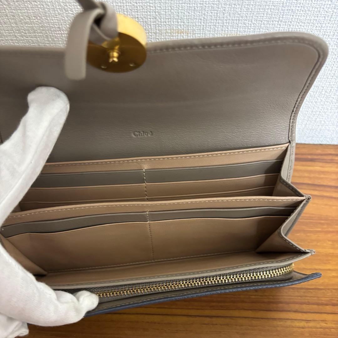 Chloé クロエ バイカラー レザー フラップ長財布 美品
