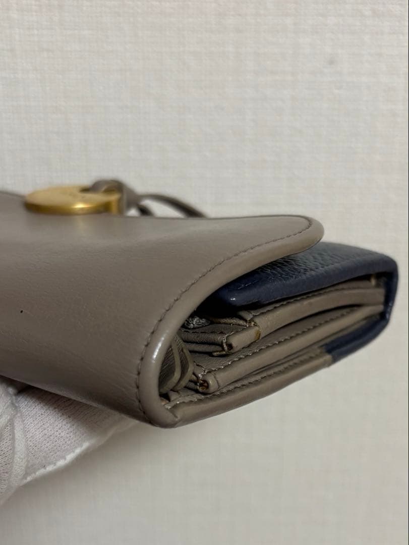 Chloé クロエ バイカラー レザー フラップ長財布 美品