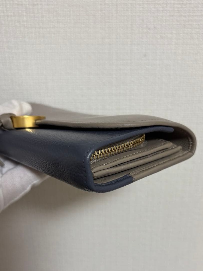 Chloé クロエ バイカラー レザー フラップ長財布 美品