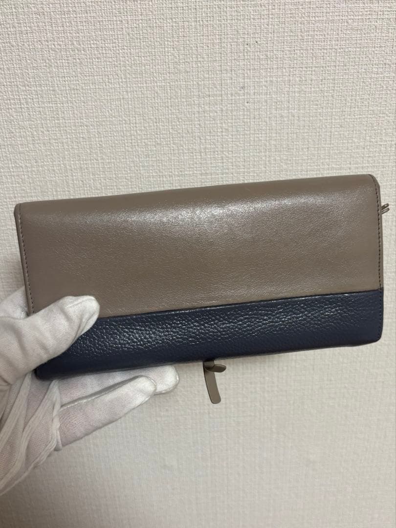 Chloé クロエ バイカラー レザー フラップ長財布 美品