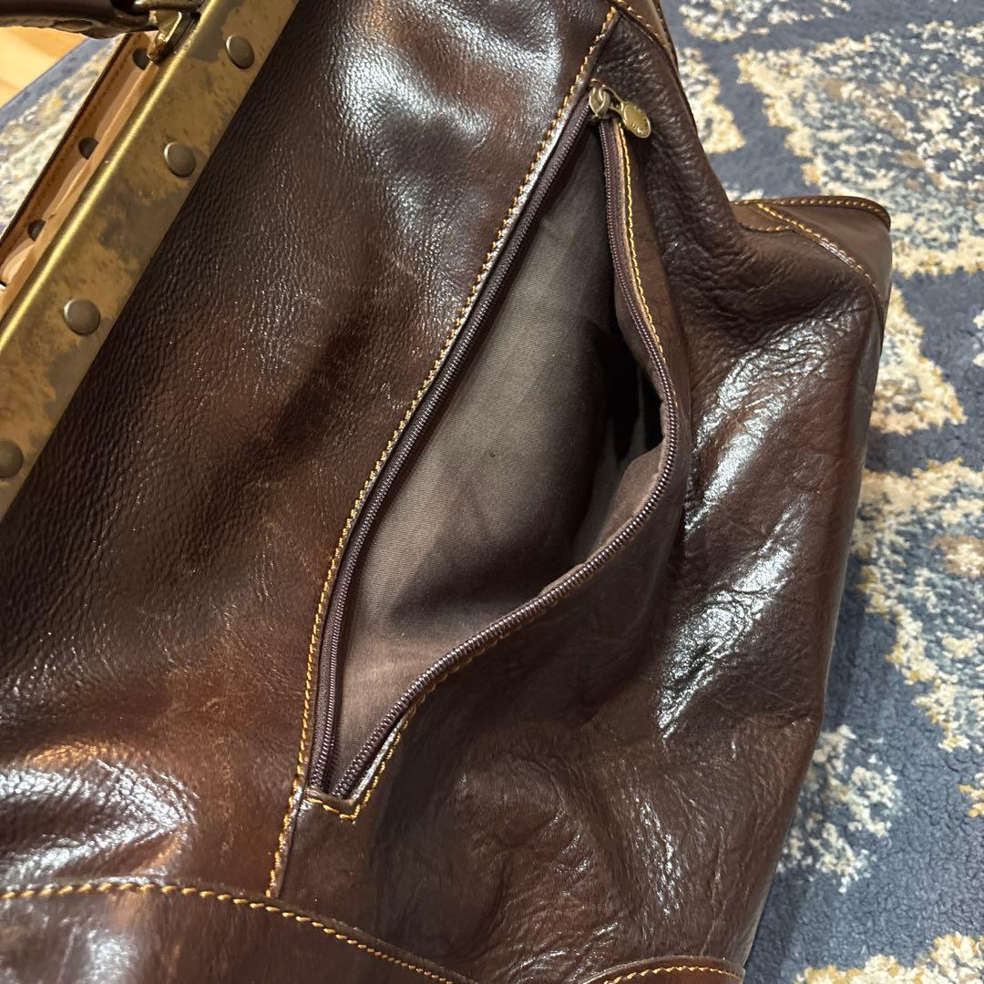 ダークブラウン レザー ボストンバッグ MADE IN ITALY