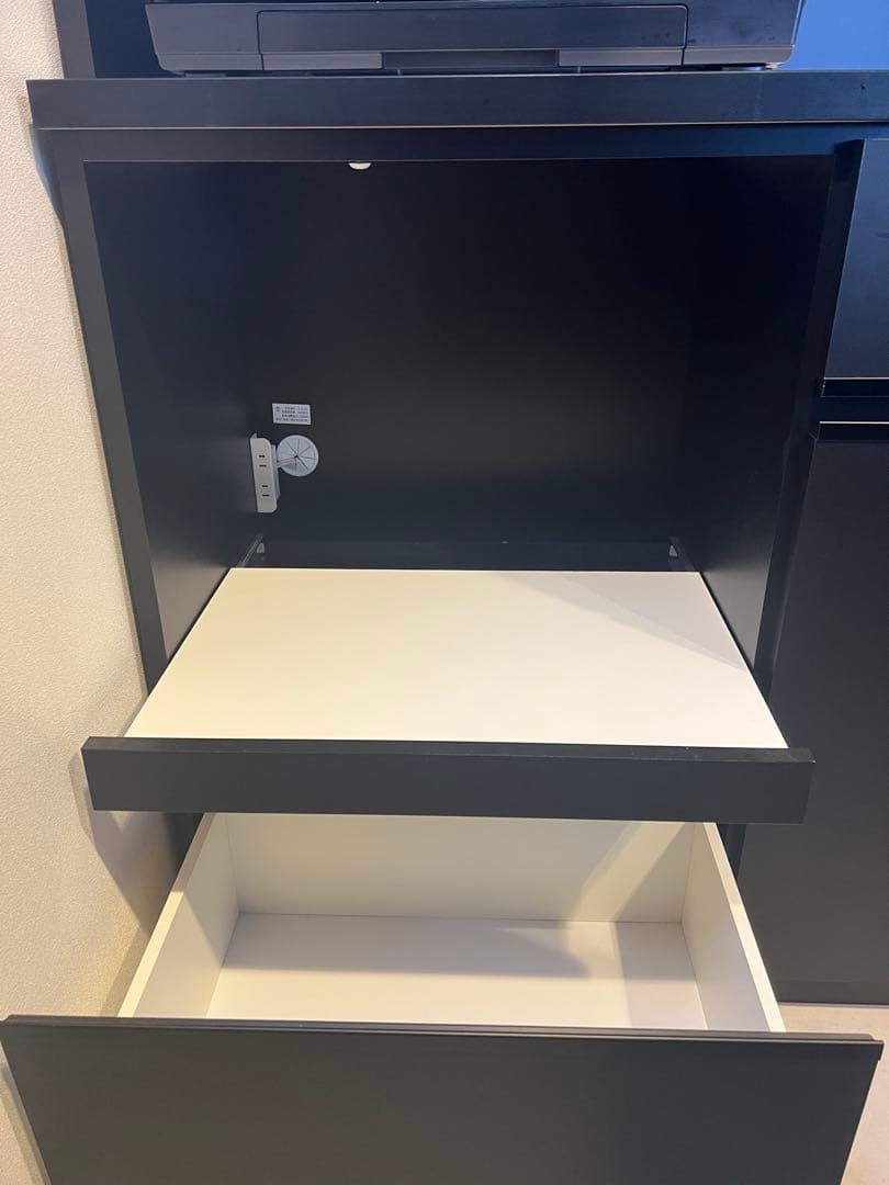 食器棚 レンジ台 キッチンボード ブラック KAGUCOCO