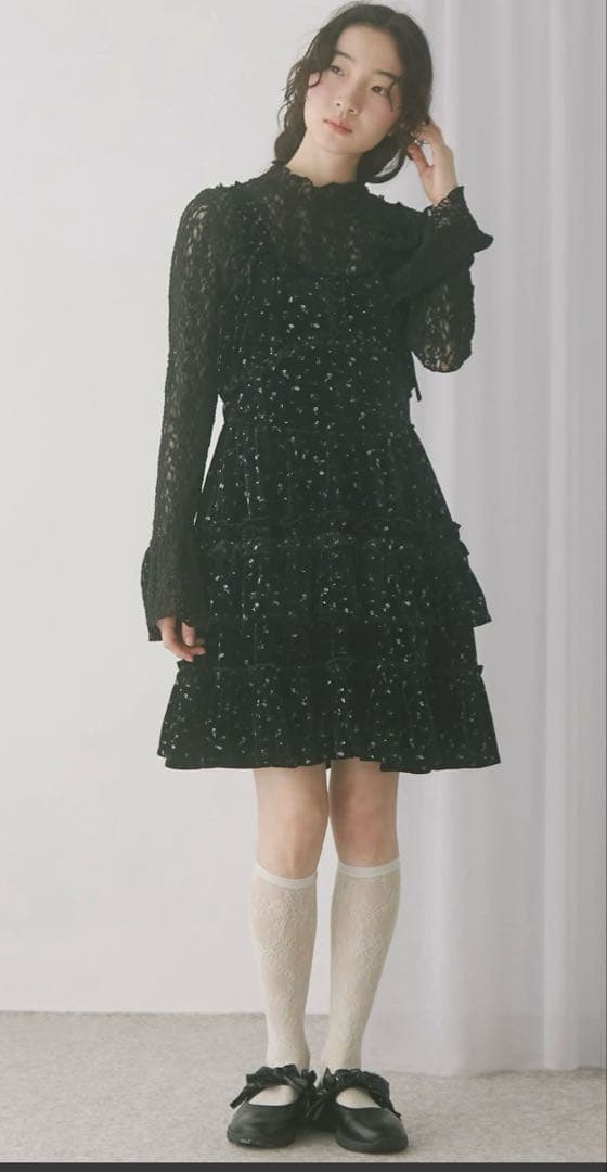 コルセットベロアフレアミニワンピース ミックス