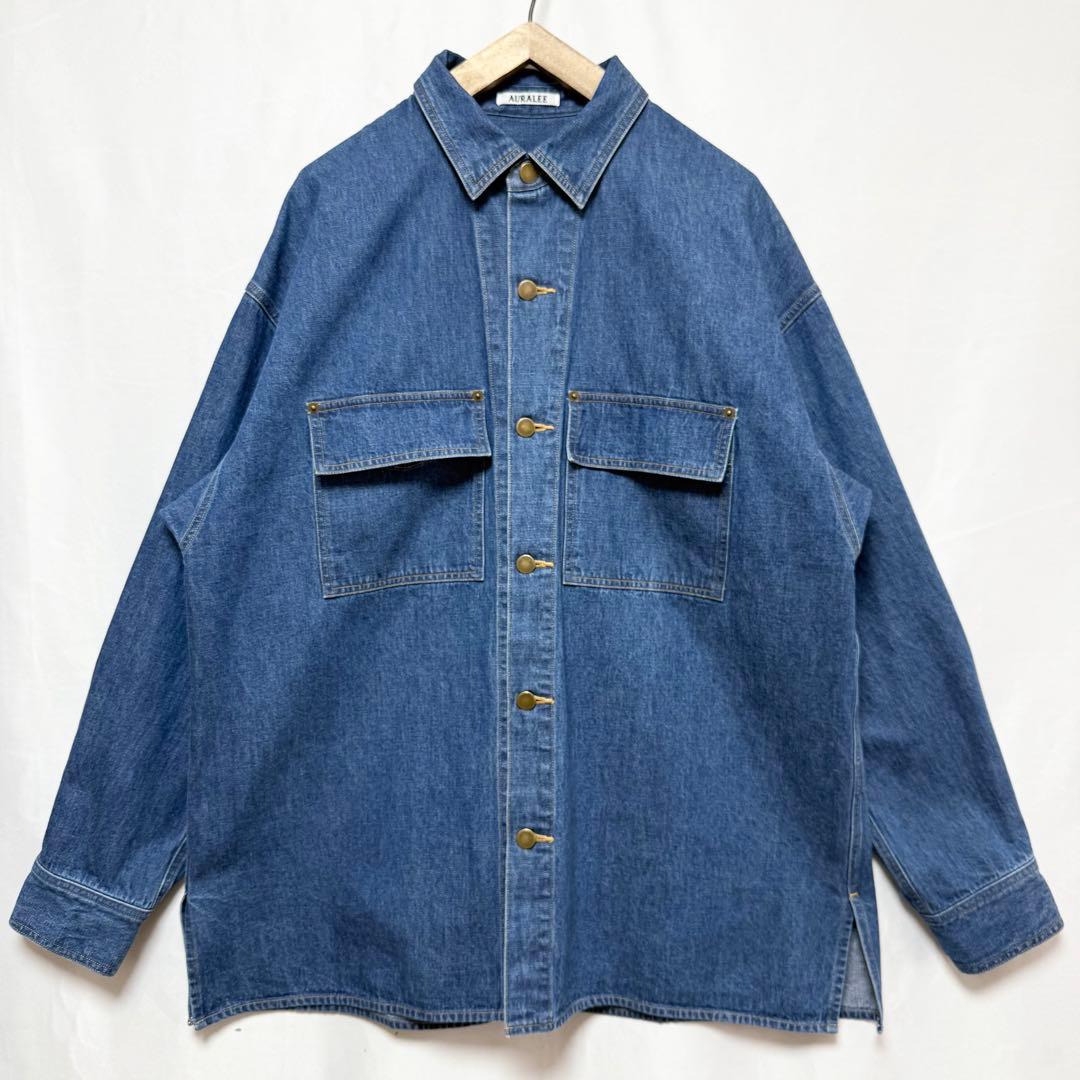 サイズ5！AURALEE セルビッチライトオンスデニムシャツ