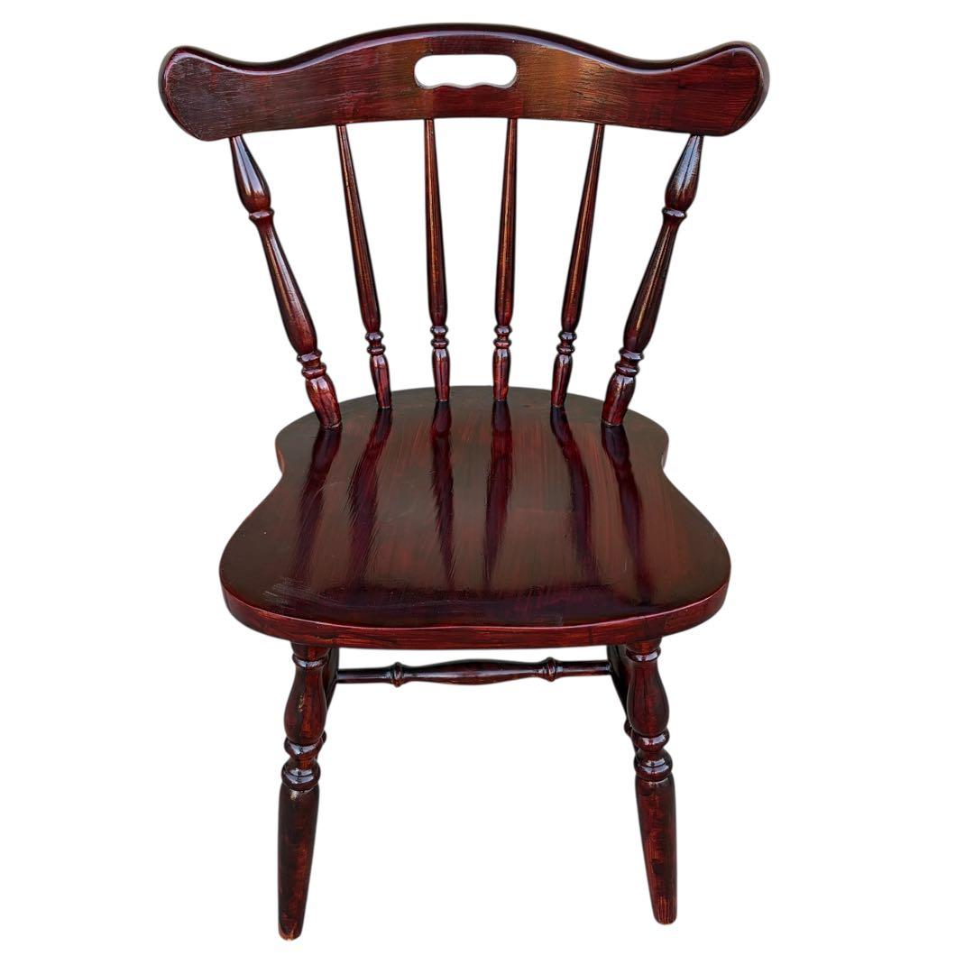 飛騨高山 柏木工 ウィンザーチェア 2脚セット ダイニングチェア ワインレッド②